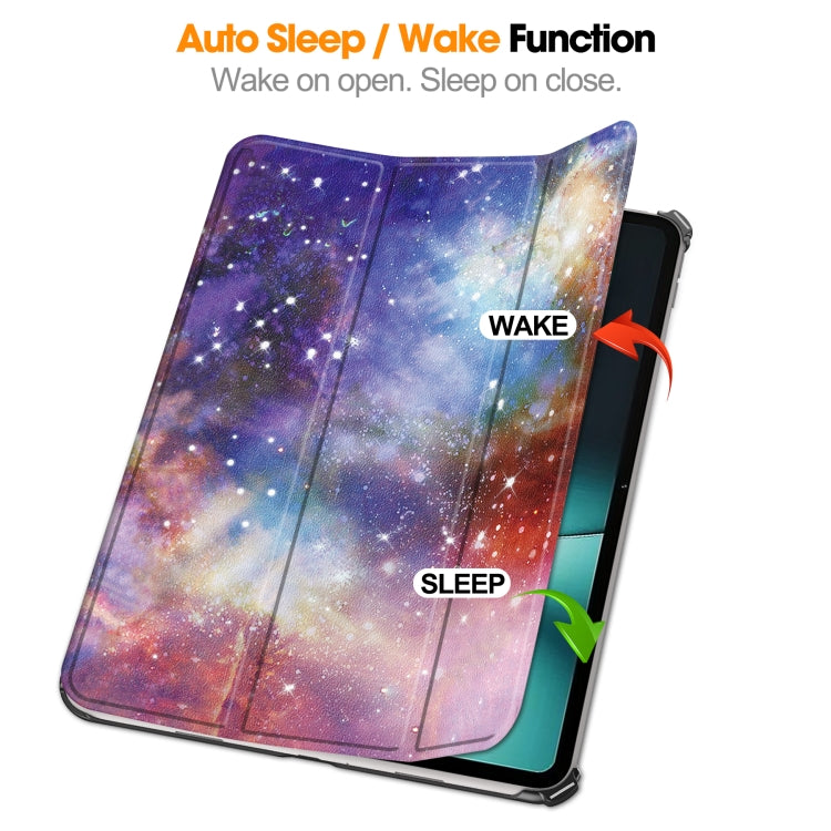 For OnePlus Pad Custer Painted 3-Fold Holder Smart Leather Tablet Case(Milky Way Nebula) - free shipping - PMC TechLife - Order now!