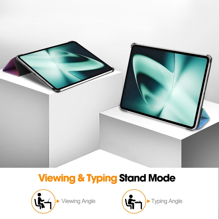 For OnePlus Pad Custer Painted 3-Fold Holder Smart Leather Tablet Case(Milky Way Nebula) - free shipping - PMC TechLife - Order now!