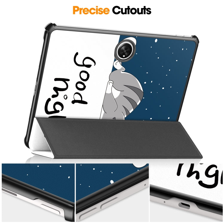 For OnePlus Pad Custer Painted 3-Fold Holder Smart Leather Tablet Case(Lazy Cat) - free shipping - PMC TechLife - Order now!