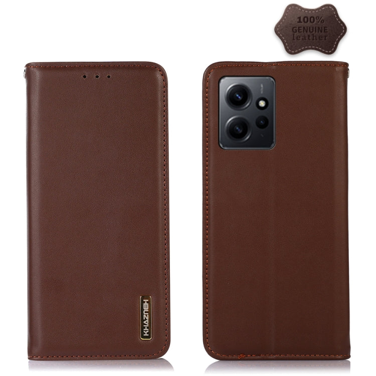 For Xiaomi Redmi Note 12 4G Global KHAZNEH Nappa Top Layer Cowhide Leather Phone Case(Brown) - Note 12 Cases by PMC TechLife | Online Shopping South Africa | PMC TechLife