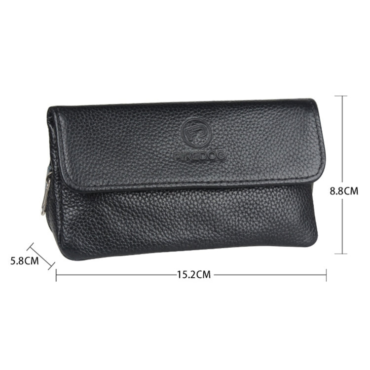 FIREDOG CL07 Portable Handcrafted Cowhide Double Pipe Bag(Black) - Cigarette Box & Ashtrays by FIREDOG | Online Shopping South Africa | PMC TechLife | Buy Now Pay Later Mobicred