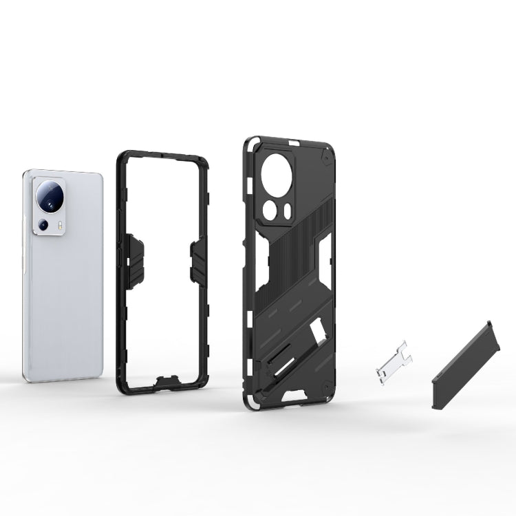 For Xiaomi 13 Lite Punk Armor 2 in 1 PC + TPU Shockproof Phone Case with Holder(Black) - free shipping - PMC TechLife - Order now!