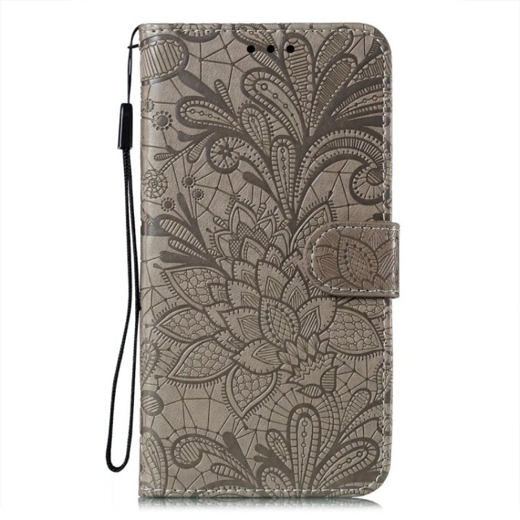 For Samsung Galaxy A24 5G Lace Flower Embossing Flip Leather Phone Case(Grey) - Galaxy Phone Cases by PMC TechLife | Online Shopping South Africa | PMC TechLife | Buy Now Pay Later Mobicred