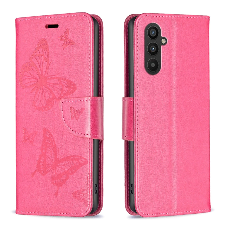 For Samsung Galaxy A24 4G Two Butterflies Embossing Leather Phone Case(Rose Red) - free shipping - PMC TechLife - Order now!