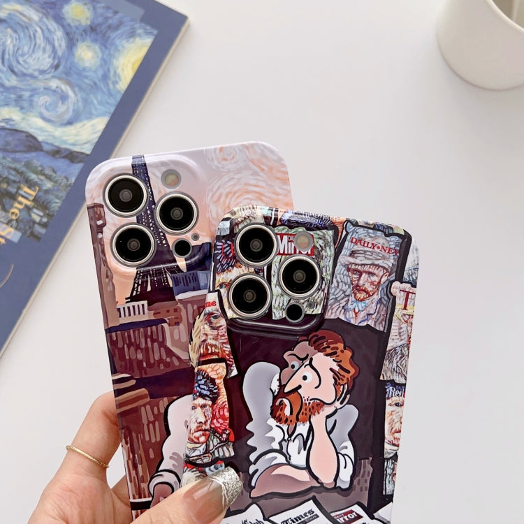 For iPhone 11 Pro Max Precise Hole Oil Painting Glossy PC Phone Case(Newspaper) - iPhone 11 Pro Max Cases by PMC TechLife | Online Shopping South Africa | PMC TechLife
