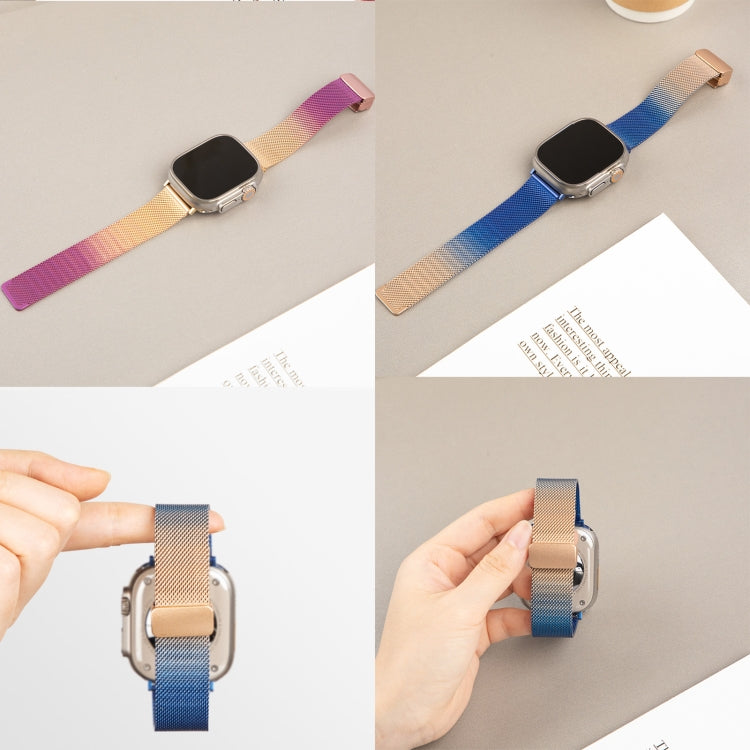 Milan Fold Buckle Metal Watch Band For Apple Watch Ultra 49mm / Series 8&7 45mm / SE 2&6&SE&5&4 44mm / 3&2&1 42mm (Orange Green) - Watch Bands by PMC TechLife | Online Shopping South Africa | PMC TechLife