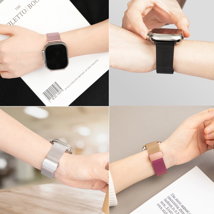 Milan Fold Buckle Metal Watch Band For Apple Watch Ultra 49mm / Series 8&7 45mm / SE 2&6&SE&5&4 44mm / 3&2&1 42mm (Light Purple) - Watch Bands by PMC TechLife | Online Shopping South Africa | PMC TechLife