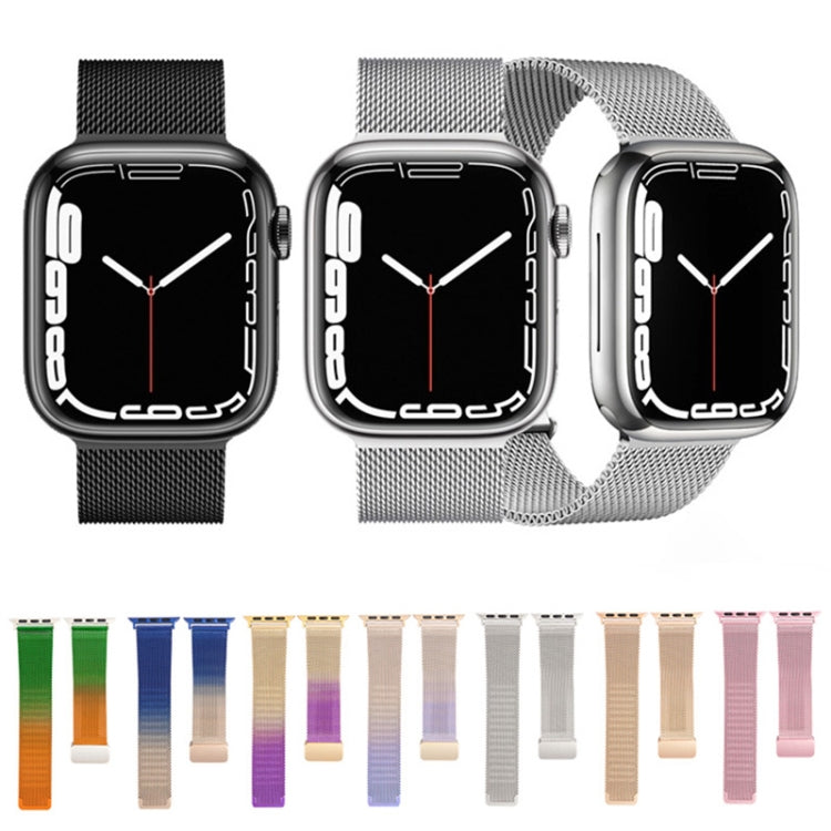 Milan Fold Buckle Metal Watch Band For Apple Watch Series 8&7 41mm / SE 2&6&SE&5&4 40mm / 3&2&1 38mm (Orange Green) - Watch Bands by PMC TechLife | Online Shopping South Africa | PMC TechLife