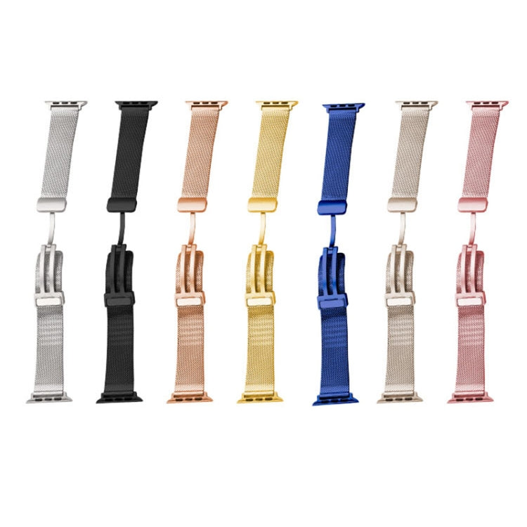 Milan Fold Buckle Metal Watch Band For Apple Watch Series 8&7 41mm / SE 2&6&SE&5&4 40mm / 3&2&1 38mm (Orange Green) - Watch Bands by PMC TechLife | Online Shopping South Africa | PMC TechLife