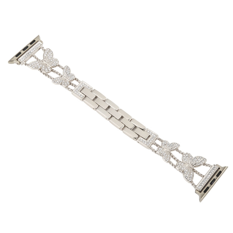Butterfly Metal Diamond Watch Band For Apple Watch Ultra 49mm&Watch Ultra 2 49mm / Series 9&8&7 45mm / SE 3&SE 2&6&SE&5&4 44mm / 3&2&1 42mm(Starlight) - Watch Bands by PMC TechLife | Online Shopping South Africa | PMC TechLife | Buy Now Pay Later Mobicred