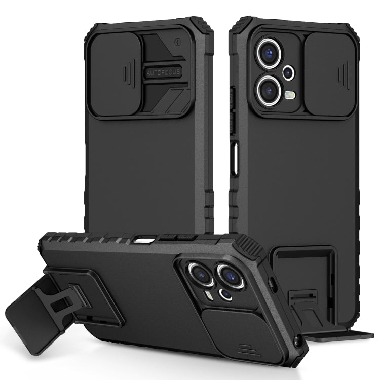 For Xiaomi Redmi Note 12 5G / Poco X5 Stereoscopic Holder Sliding Camshield Phone Case(Black) - free shipping - PMC TechLife - Order now!