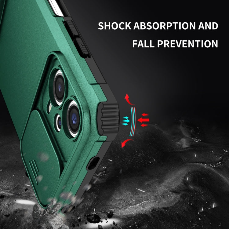 For Xiaomi Redmi Note 12 5G / Poco X5 Stereoscopic Holder Sliding Camshield Phone Case(Green) - free shipping - PMC TechLife - Order now!