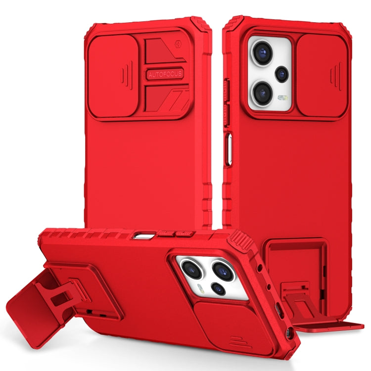 For Xiaomi Redmi Note 12 Pro 5G / Poco X5 Pro Stereoscopic Holder Sliding Camshield Phone Case(Red) - free shipping - PMC TechLife - Order now!