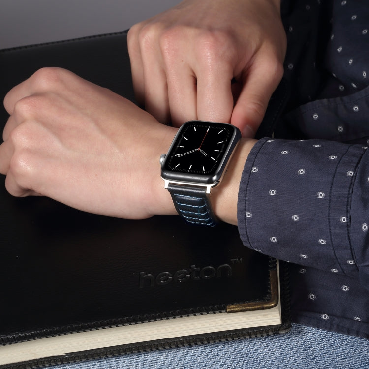 Oil Wax Genuine Leather Watch Band For Apple Watch Ultra 49mm&Watch Ultra 2 49mm / Series 9&8&7 45mm / SE 3&SE 2&6&SE&5&4 44mm / 3&2&1 42mm (Blue) - Watch Bands by PMC TechLife | Online Shopping South Africa | PMC TechLife | Buy Now Pay Later Mobicred