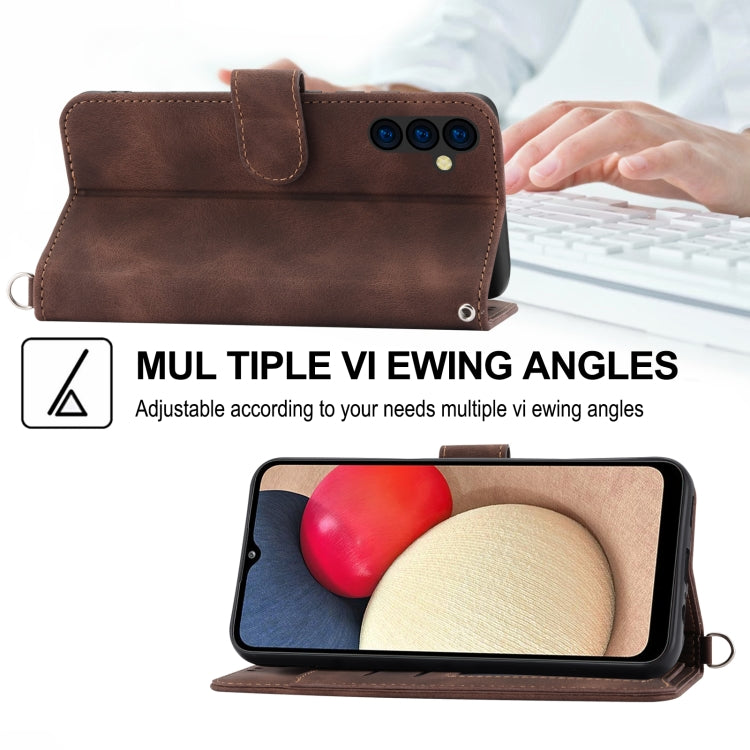 For Samsung Galaxy A24 4G Global Skin-feel Flowers Embossed Wallet Leather Phone Case(Brown) - free shipping - PMC TechLife - Order now!