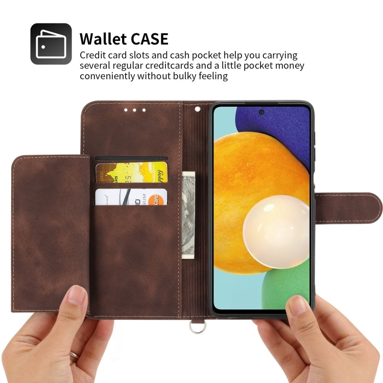 For Samsung Galaxy A24 4G Global Skin-feel Flowers Embossed Wallet Leather Phone Case(Brown) - free shipping - PMC TechLife - Order now!