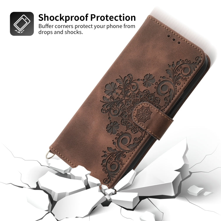 For Samsung Galaxy A24 4G Global Skin-feel Flowers Embossed Wallet Leather Phone Case(Brown) - free shipping - PMC TechLife - Order now!