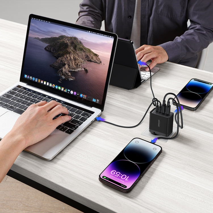 JOYROOM TCG02 Gallium Nitride 67W Dual USB+Dual USB-C/Type-C Multi-Port Charger Set, Specification:EU Plug(Black) - free shipping - PMC TechLife - Order now!