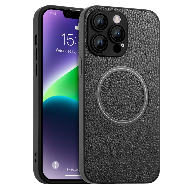 For iPhone 13 Pro Max Skin Feel Litchi Texture MagSafe Magnetic Phone Case(Black) - free shipping - PMC TechLife - Order now!