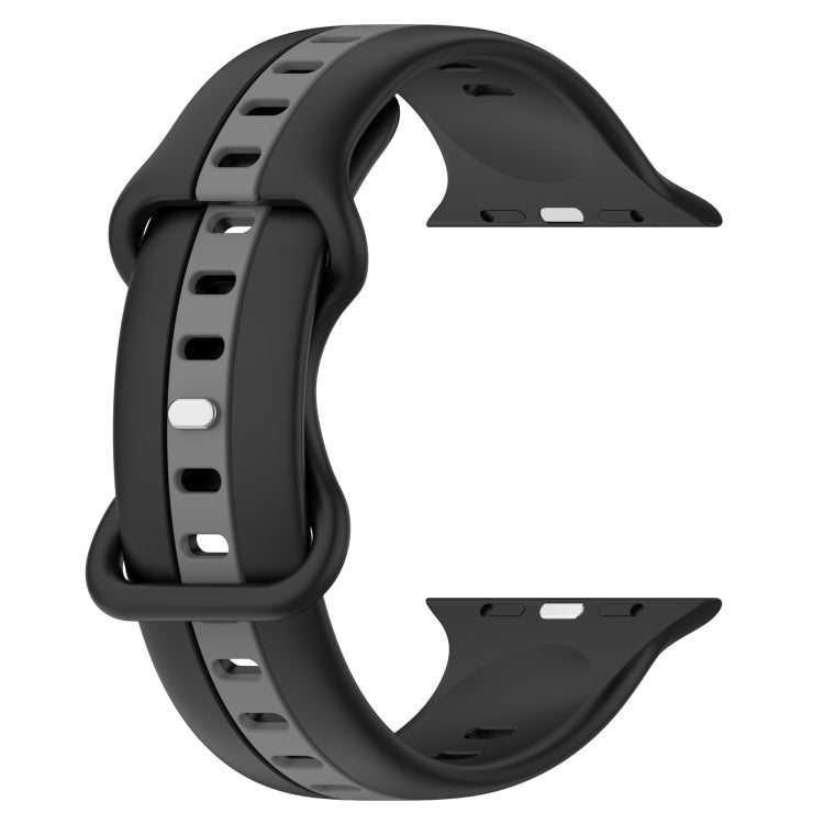 Nail Buckle Two-color Watch Band For Apple Watch Ultra 49mm / Series 8&7 45mm / SE 2&6&SE&5&4 44mm / 3&2&1 42mm(Black Grey) -  by PMC TechLife | Online Shopping South Africa | PMC TechLife