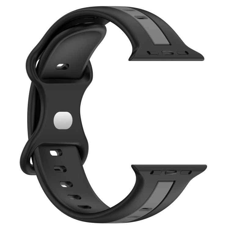 Nail Buckle Two-color Watch Band For Apple Watch Ultra 49mm / Series 8&7 45mm / SE 2&6&SE&5&4 44mm / 3&2&1 42mm(Black Grey) -  by PMC TechLife | Online Shopping South Africa | PMC TechLife