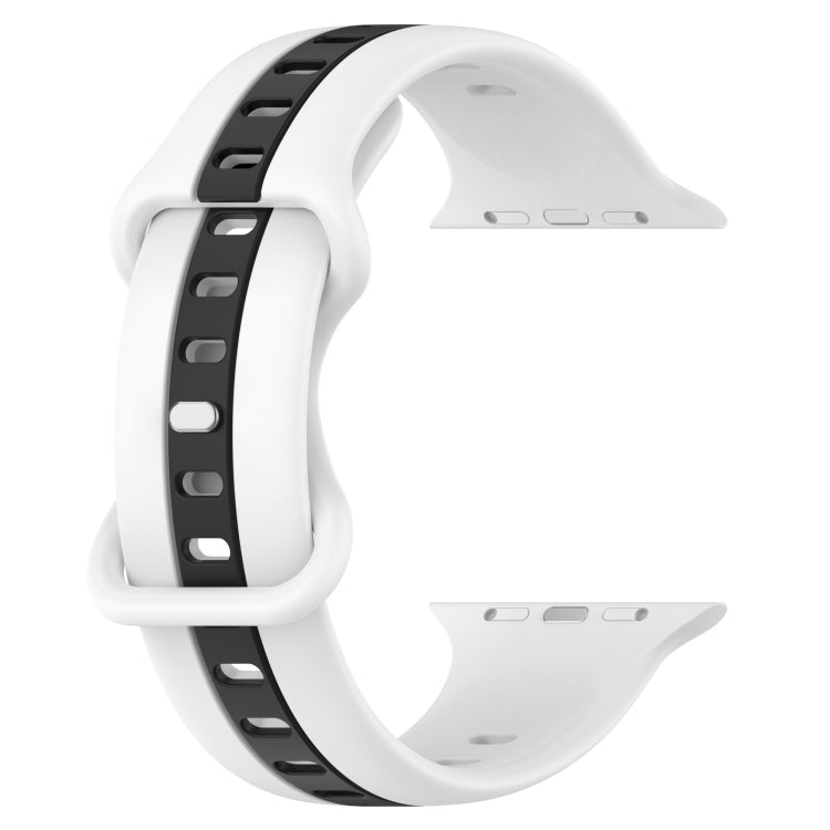 Nail Buckle Two-color Watch Band For Apple Watch Series 8&7 41mm / SE 2&6&SE&5&4 40mm / 3&2&1 38mm(White Black) -  by PMC TechLife | Online Shopping South Africa | PMC TechLife