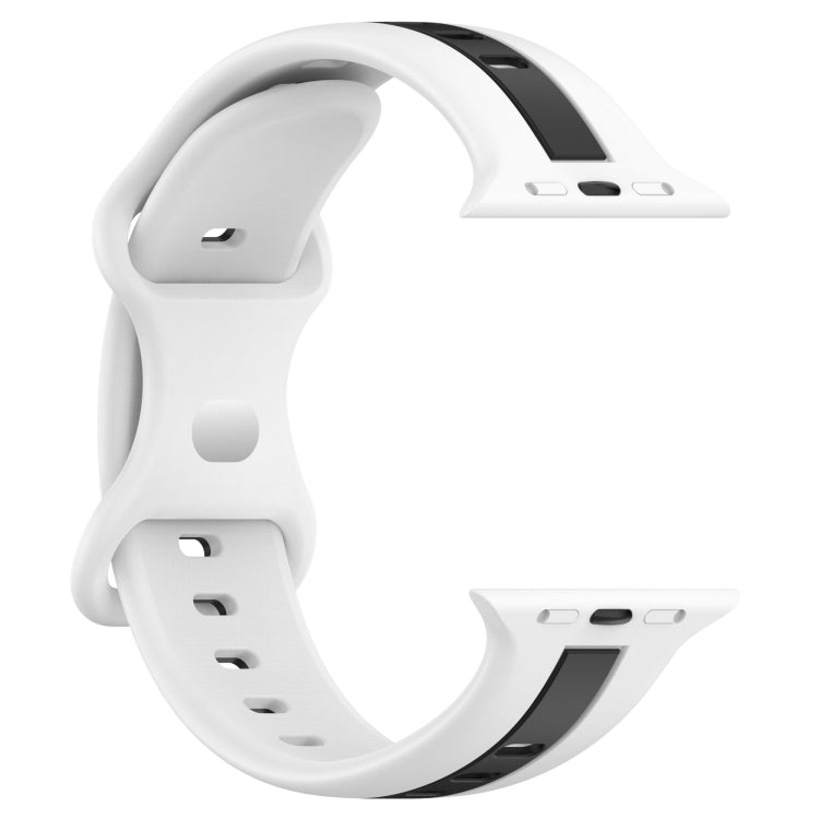 Nail Buckle Two-color Watch Band For Apple Watch Series 8&7 41mm / SE 2&6&SE&5&4 40mm / 3&2&1 38mm(White Black) -  by PMC TechLife | Online Shopping South Africa | PMC TechLife