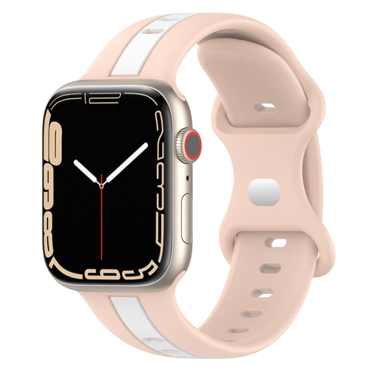 Nail Buckle Two-color Watch Band For Apple Watch Series 8&7 41mm / SE 2&6&SE&5&4 40mm / 3&2&1 38mm(Pink White) - Smart Wear by PMC TechLife | Online Shopping South Africa | PMC TechLife