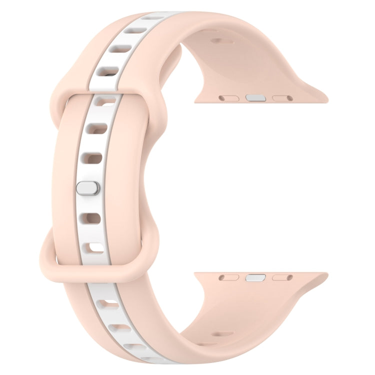 Nail Buckle Two-color Watch Band For Apple Watch Series 8&7 41mm / SE 2&6&SE&5&4 40mm / 3&2&1 38mm(Pink White) - Smart Wear by PMC TechLife | Online Shopping South Africa | PMC TechLife