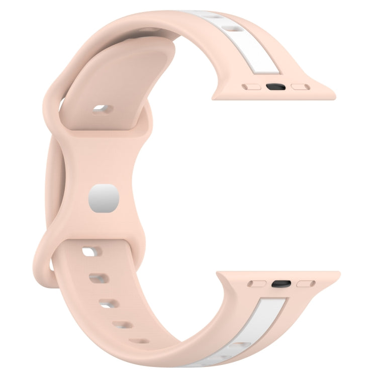 Nail Buckle Two-color Watch Band For Apple Watch Series 8&7 41mm / SE 2&6&SE&5&4 40mm / 3&2&1 38mm(Pink White) - Smart Wear by PMC TechLife | Online Shopping South Africa | PMC TechLife
