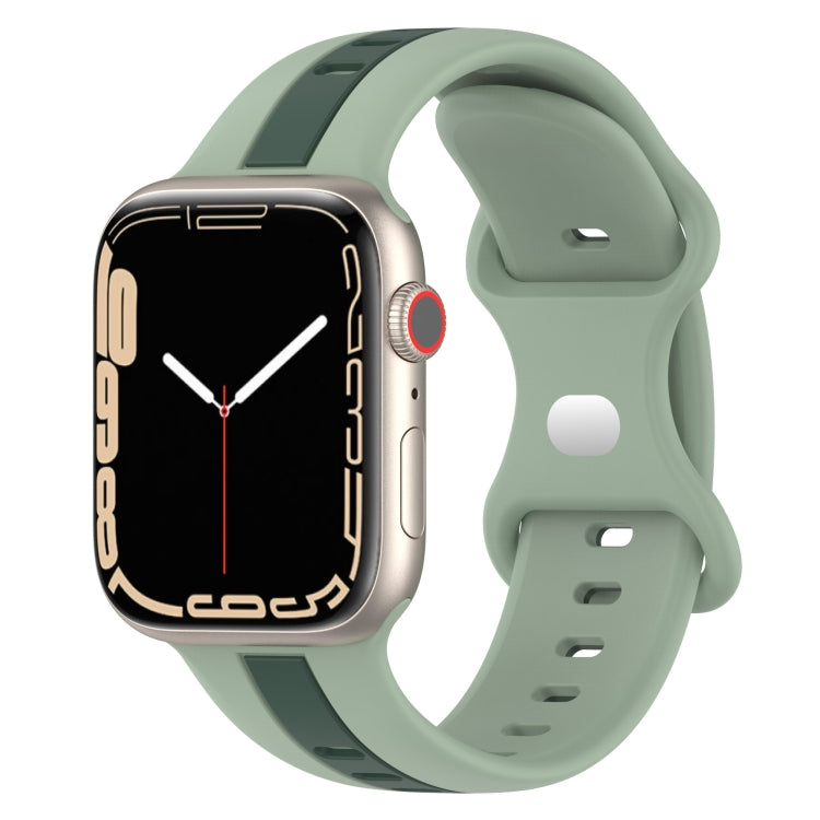 Nail Buckle Two-color Watch Band For Apple Watch Series 8&7 41mm / SE 2&6&SE&5&4 40mm / 3&2&1 38mm(Light Green + Dark Green) -  by PMC TechLife | Online Shopping South Africa | PMC TechLife