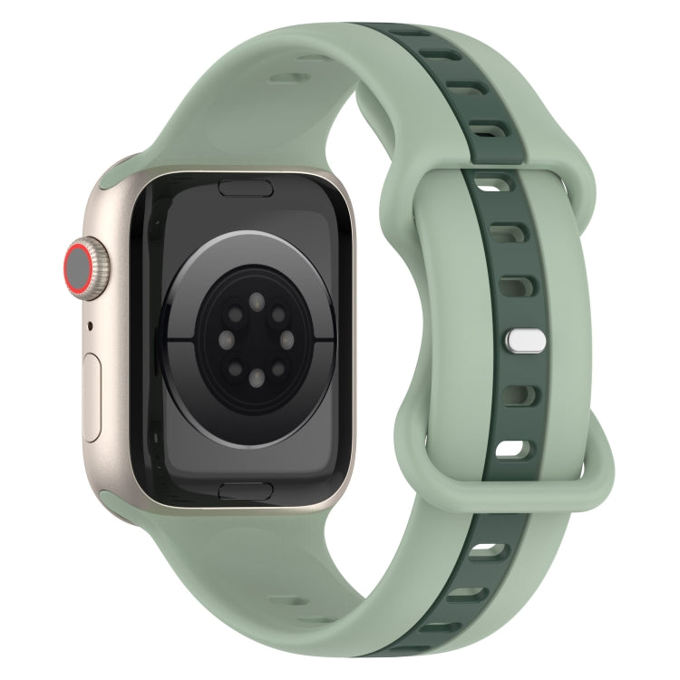 Nail Buckle Two-color Watch Band For Apple Watch Series 8&7 41mm / SE 2&6&SE&5&4 40mm / 3&2&1 38mm(Light Green + Dark Green) -  by PMC TechLife | Online Shopping South Africa | PMC TechLife