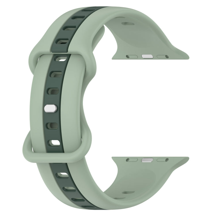 Nail Buckle Two-color Watch Band For Apple Watch Series 8&7 41mm / SE 2&6&SE&5&4 40mm / 3&2&1 38mm(Light Green + Dark Green) -  by PMC TechLife | Online Shopping South Africa | PMC TechLife
