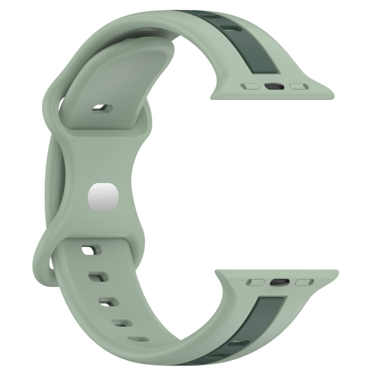 Nail Buckle Two-color Watch Band For Apple Watch Series 8&7 41mm / SE 2&6&SE&5&4 40mm / 3&2&1 38mm(Light Green + Dark Green) -  by PMC TechLife | Online Shopping South Africa | PMC TechLife