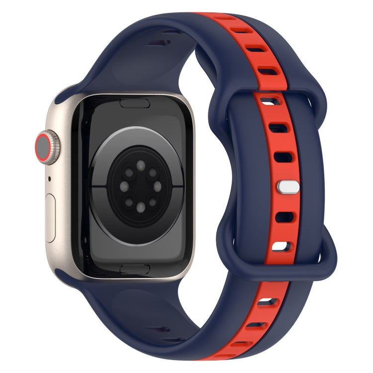 Nail Buckle Two-color Watch Band For Apple Watch Series 8&7 41mm / SE 2&6&SE&5&4 40mm / 3&2&1 38mm(Midnight Blue + Red) -  by PMC TechLife | Online Shopping South Africa | PMC TechLife
