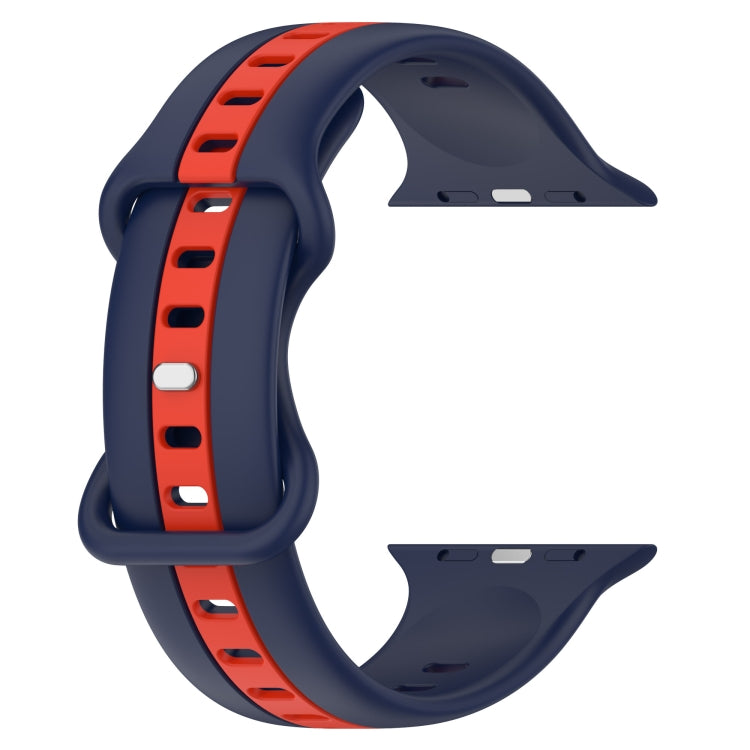Nail Buckle Two-color Watch Band For Apple Watch Series 8&7 41mm / SE 2&6&SE&5&4 40mm / 3&2&1 38mm(Midnight Blue + Red) -  by PMC TechLife | Online Shopping South Africa | PMC TechLife