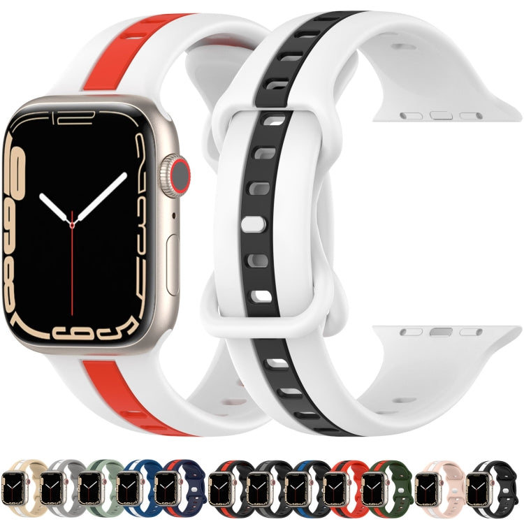 Nail Buckle Two-color Watch Band For Apple Watch Series 8&7 41mm / SE 2&6&SE&5&4 40mm / 3&2&1 38mm(Black Blue) -  by PMC TechLife | Online Shopping South Africa | PMC TechLife
