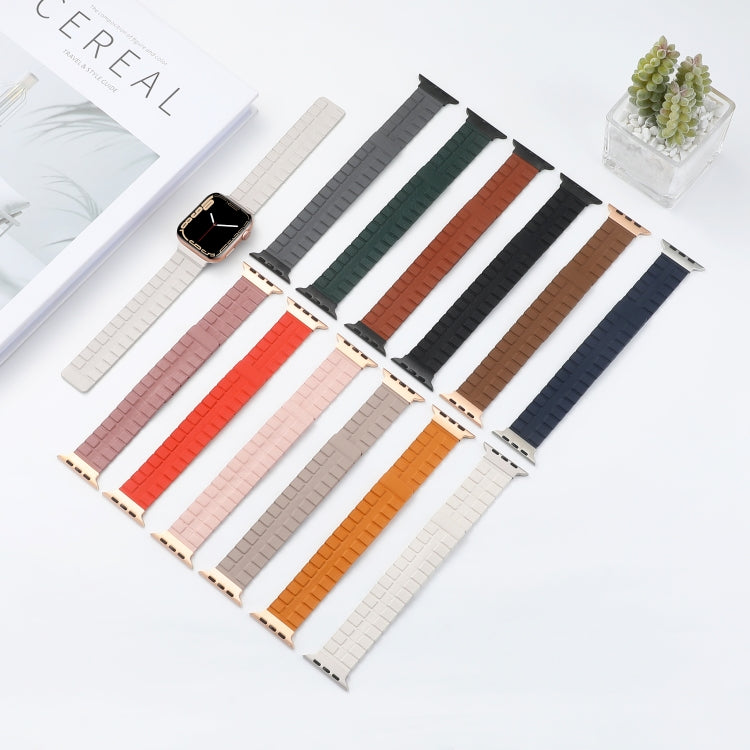 Square Two-section Leather Magnetic Watch Band For Apple Watch Series 8&7 41mm / SE 2&6&SE&5&4 40mm / 3&2&1 38mm(Brown) - Smart Wear by PMC TechLife | Online Shopping South Africa | PMC TechLife