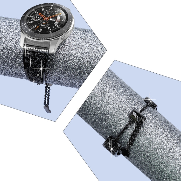 For Garmin Venu / Venu 2 Plus / Venu Sq / Sq2 20mm Diamond Chain Mental Watch Band(Black) -  by PMC TechLife | Online Shopping South Africa | PMC TechLife
