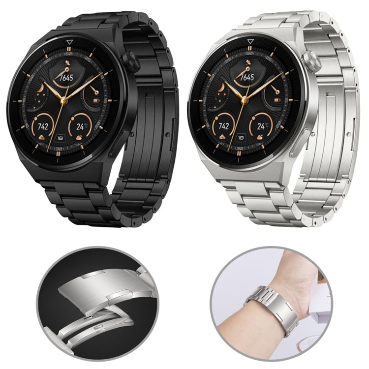 For Huawei Watch Buds / GT3 SE / GT3 Pro 22mm Universal Three Strains Ttanium Steel Watch Band(Black) -  by PMC TechLife | Online Shopping South Africa | PMC TechLife