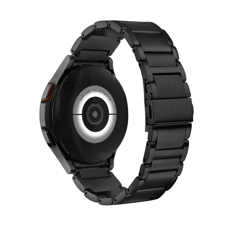 For Samsung Galaxy Watch5 / Watch5 Pro / Watch4 / Watch4 Classic Universal Titanium Alloy Three Plants Flat Buckle Watch Band(Black) - Smart Wear by PMC TechLife | Online Shopping South Africa | PMC TechLife