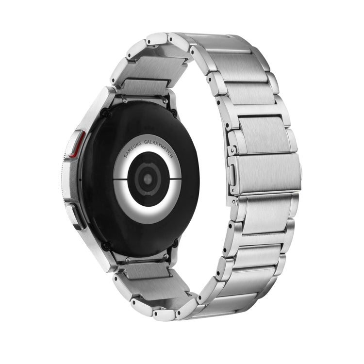 For Samsung Galaxy Watch5 / Watch5 Pro / Watch4 / Watch4 Classic Universal Titanium Alloy Three Plants Flat Buckle Watch Band(Silver) -  by PMC TechLife | Online Shopping South Africa | PMC TechLife