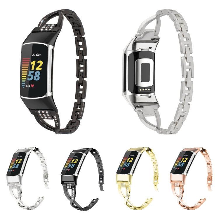 For Fitbit Charge 2 Diamond Metal Watch Band(Gold) -  by PMC TechLife | Online Shopping South Africa | PMC TechLife