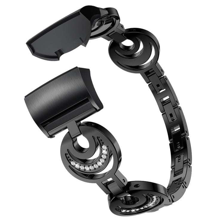 For Fitbit Charge 5 Sun Moon Star Diamond Metal Watch Band(Black) -  by PMC TechLife | Online Shopping South Africa | PMC TechLife