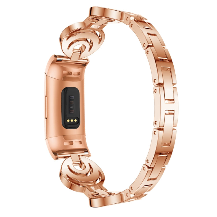 For Fitbit Charge 5 Sun Moon Star Diamond Metal Watch Band(Rose Gold) -  by PMC TechLife | Online Shopping South Africa | PMC TechLife