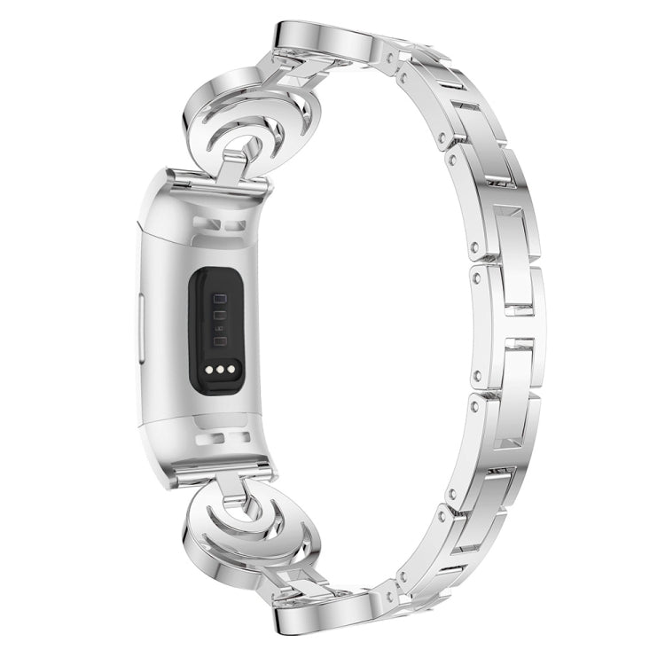 For Fitbit Charge 5 Sun Moon Star Diamond Metal Watch Band(Silver) -  by PMC TechLife | Online Shopping South Africa | PMC TechLife