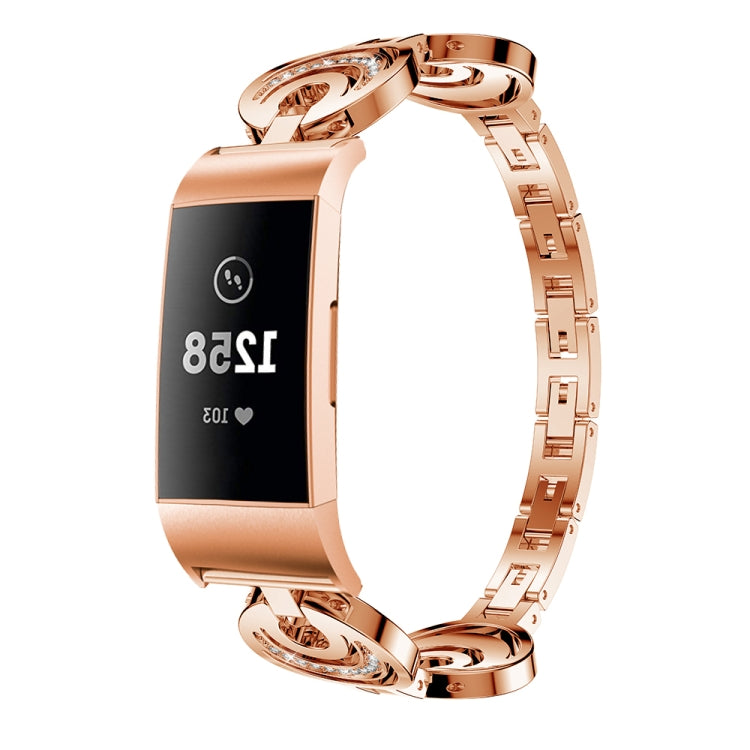 For Fitbit Charge 3 / 4 Sun Moon Star Diamond Metal Watch Band(Rose Gold) -  by PMC TechLife | Online Shopping South Africa | PMC TechLife