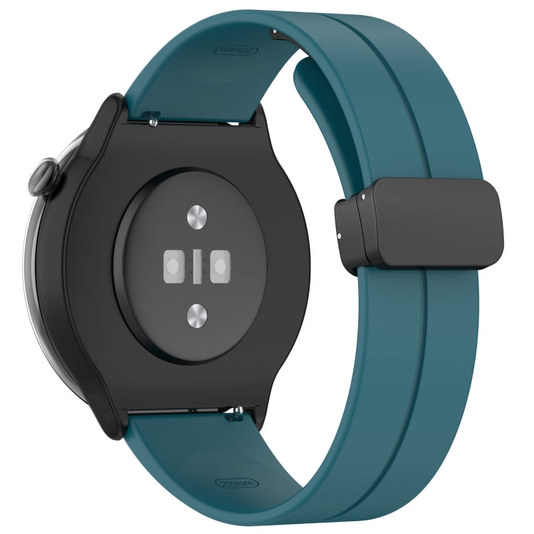 For Amazfit GTR Mini Magnetic Fold Clasp Black Buckle Silicone Watch Band(Navy Green) -  by PMC TechLife | Online Shopping South Africa | PMC TechLife