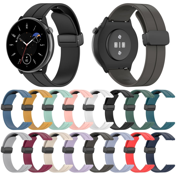 For Amazfit GTR Mini Magnetic Fold Clasp Black Buckle Silicone Watch Band(Light Grey) -  by PMC TechLife | Online Shopping South Africa | PMC TechLife