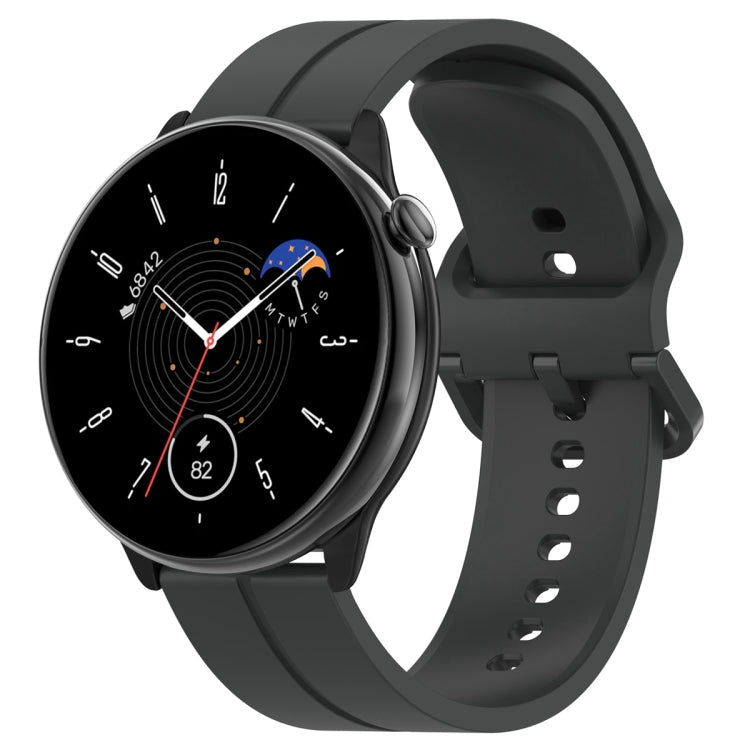 For Amazfit GTR Mini 20mm Flat Head Groove Reverse Buckle Silicone Watch Band(Dark Grey) -  by PMC TechLife | Online Shopping South Africa | PMC TechLife